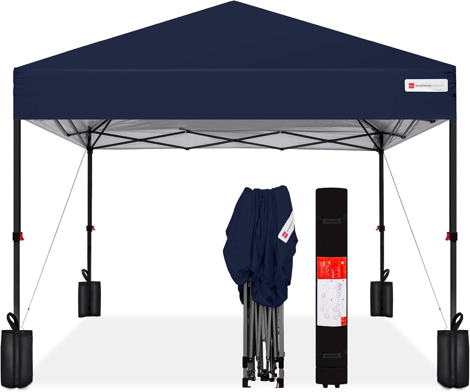Best Choice Products 10x10ft Pop Up Canopy Tent, Outdoor Shade, 1 Person 1 Minute Set Up, Carry Case, 4 Weight Bags - White
