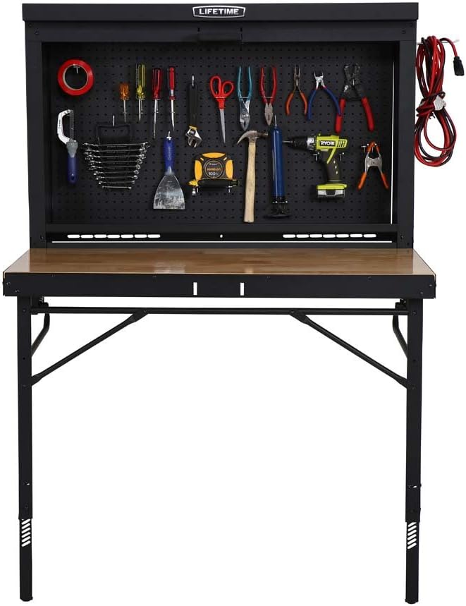 LIFETIME Products Wall Mounted Work Table, 4', Wood Varnish (80421)