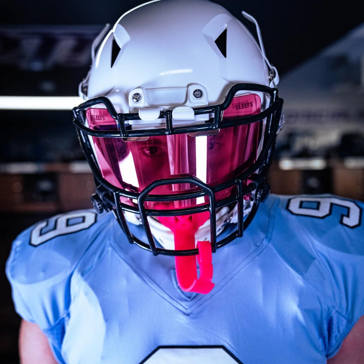 SLEEFS Clear Football Visor for Helmet - Professional Football Visor - Face & Eye Shield - Fits Youth & Adult Helmets - Includes Quick Visor Clips