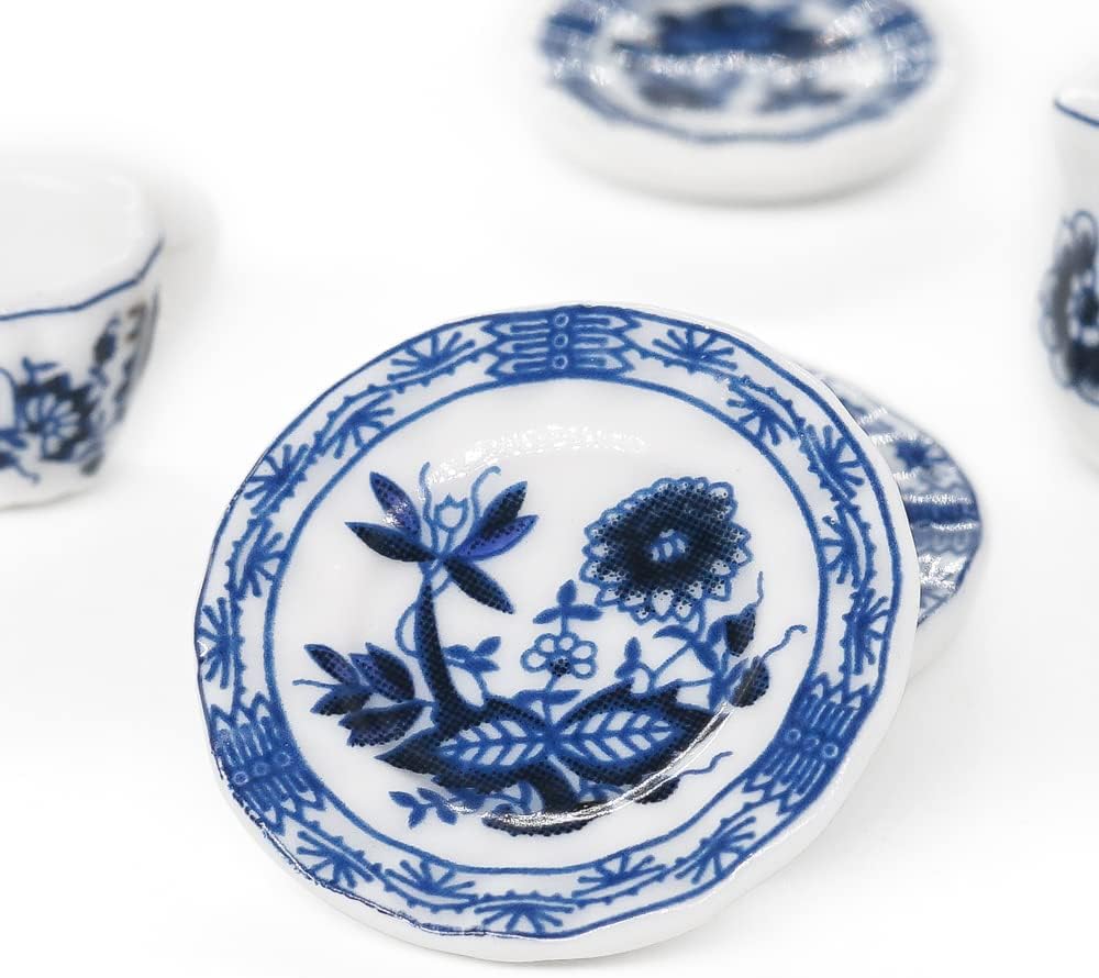 Odoria 1/12 Miniature Porcelain Tea Set 15Pcs Dollhouse Decoration Accessories, Grapes