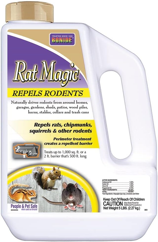 Bonide Rat Magic Rodent Repellent, 5 lb. Ready-to-Use Granules | Indoor & Outdoor Rodent Control, People & Pet Safe
