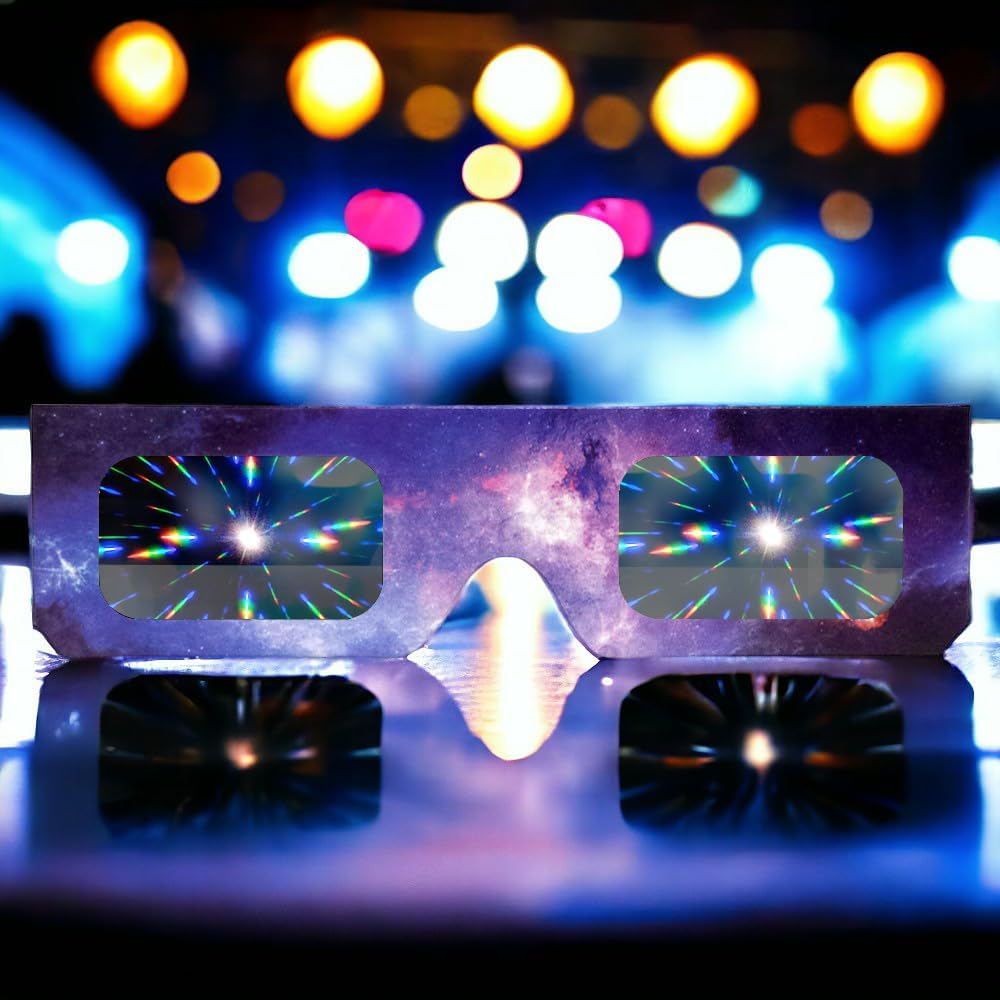 GloFX Paper Cardboard Diffraction Glasses - Great for Christmas Lights, Parties, Raves, Festivals, Light Shows, & Fireworks
