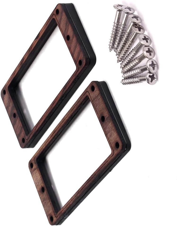 Alnicov 2 Pcs Rosewood Curved Bottom Humbucker Pickup Ring Set for Epiphone Guitar Accessories