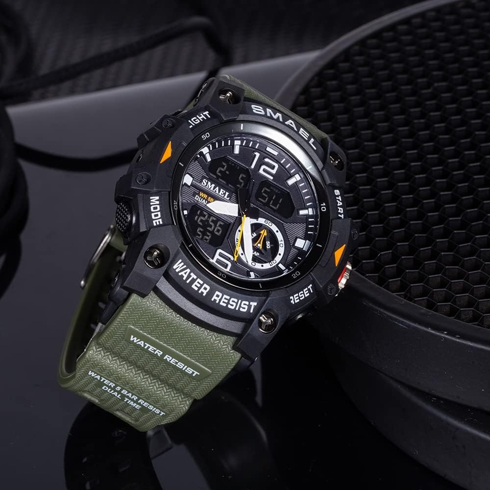 Gosasa Men's Large Face Outdoor Sports Watches Military S-Shock Watch Waterproof, Backlight, Alarm, Stopwatch Features - Rugged Wristwatch for Training, Hiking, and Adventure