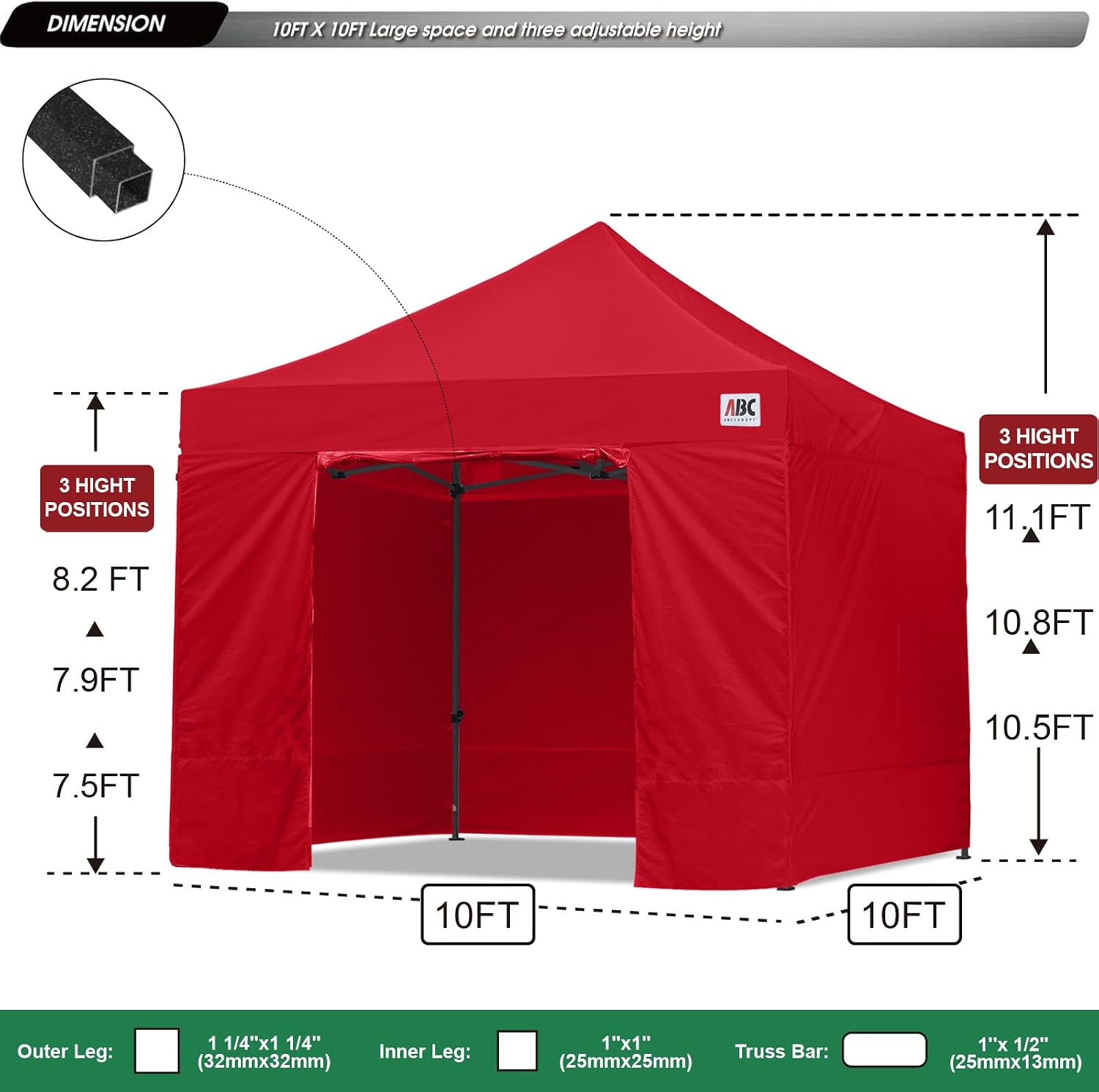 ABCCANOPY Heavy Duty Easy Pop up Canopy Tent with Sidewalls 10x20, Turquoise