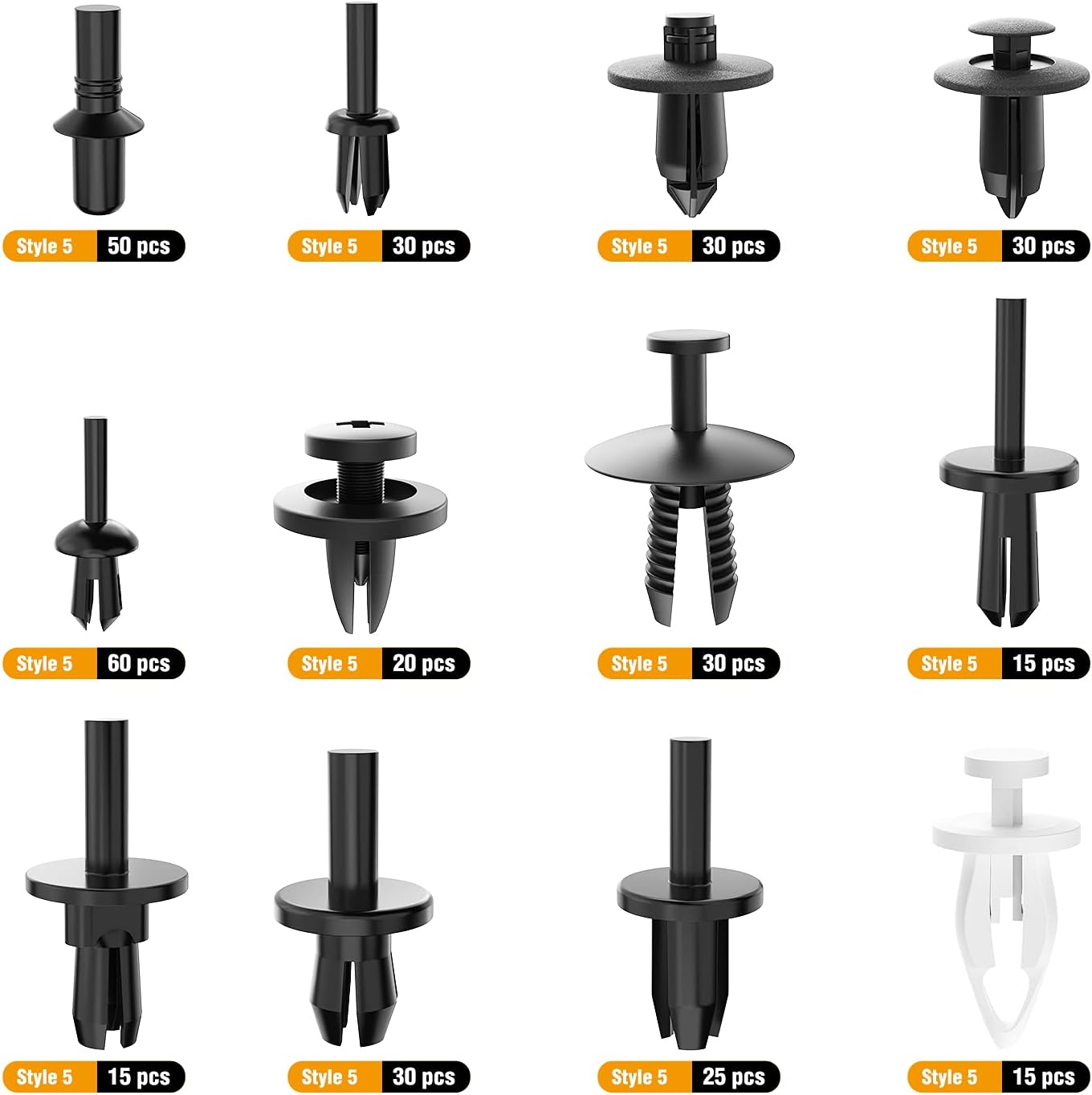 GOOACC 146PCS Nylon Bumper Shield Retainer & Double End Xmas Tree Retainers Clips Universal Auto Body Shield Retainer Fastener Clip Assortment- Bonus Fastener Remover