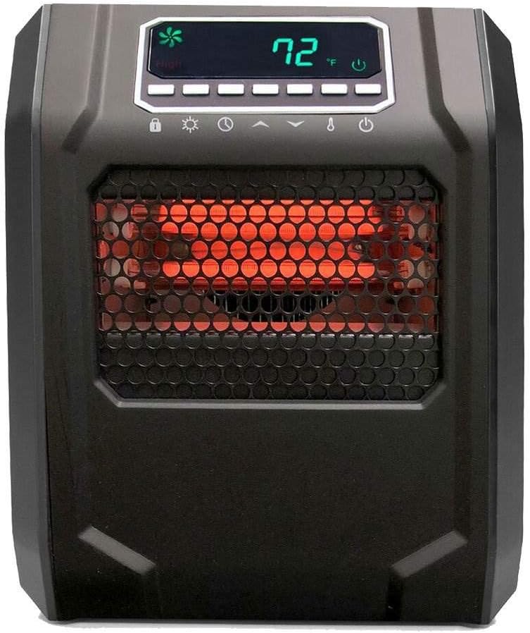 LIFESMART GLOBAL 1500 Watt 4 Element Portable Electric Infrared Quartz Bulb Room Heater for Indoor Use with 3 Heat Settings and Digital Panel - Black