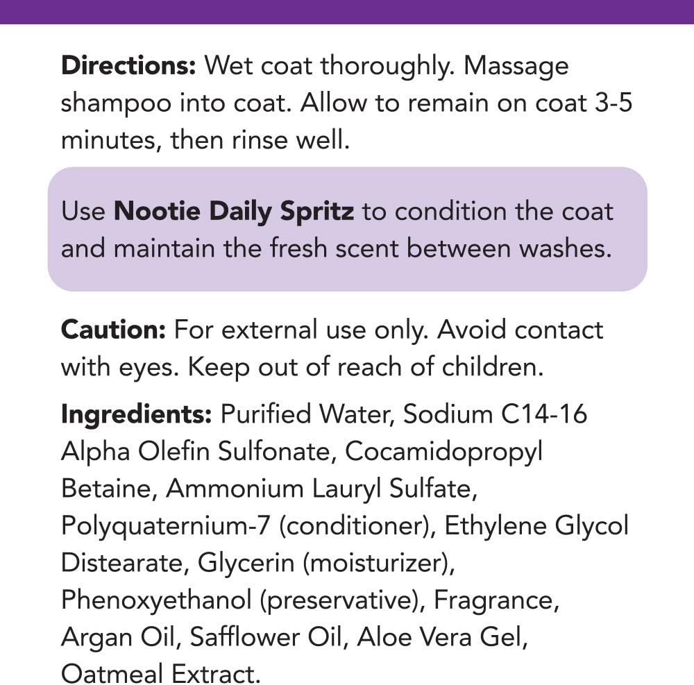 Nootie - Pet Shampoo for Sensitive Skin - Revitalizes Dry Skin & Coat - Natural Ingredients - Soap, Paraben & Sulfate Free - Cleans & Conditions