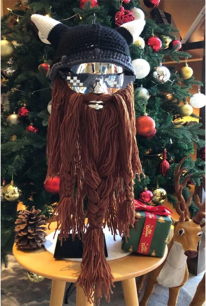 Creative Barbarian Knit Beard Hat Funny Knit Cap Wig Beanie Hats