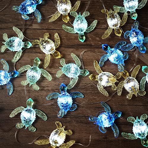 Beach Theme -Cute Green Sea Turtle String Lights- Ocean Fairy Decorative Lights- 10ft 30 LEDs -USB Powered -Multi-Function- Remote Control-Christmas