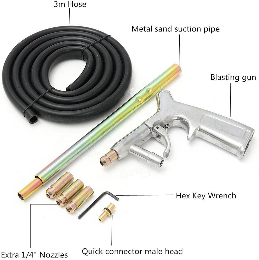 Sand Blaster Gun Kit,Sandblaster Gun for Sandblasting Cabinet Machine Abrasive Blaster with Ceramic Nozzle,Siphon Feed