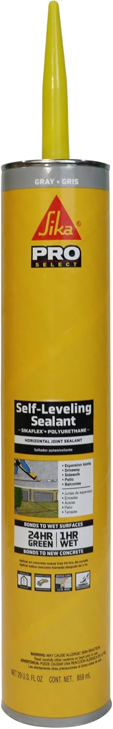 SIKA Sikaflex Self-Leveling Sealant, Gray Polyurethane, Fast Curing, for Concrete Expansion Joints, Waterproof, Paintable, Fills Cracks up to 1.5 in., 10.1 fl. oz Cartridge