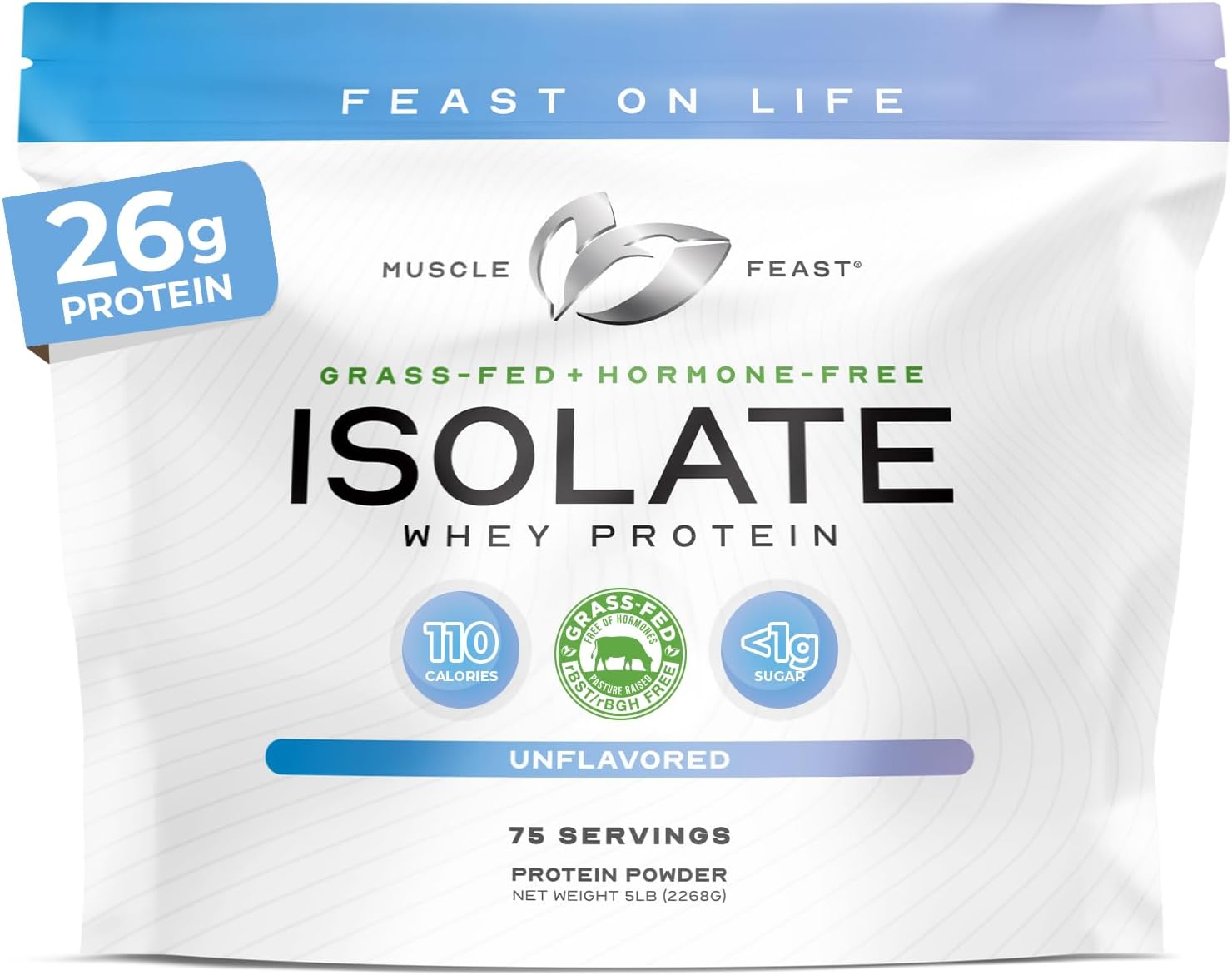Muscle Feast Grass-Fed Whey Protein Isolate Powder, Chocolate (2lb) | All Natural Hormone Free Pasture Raised, Whey Isolate Protein for Men & Women, Clean, Non-GMO, Delicious Isolate Protein