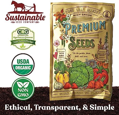 Sustainable Seed Co Emerald Giant Sweet Bell Pepper Seed - 1 OZ 3,360 Seeds | Non-GMO, Heirloom, Open-Pollinated Vegetable Seeds for Gardening - Easy to Grow, Perfect for Farm and Home Gardening