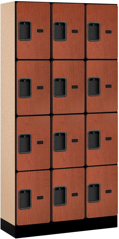 Salsbury Industries Four Tier Designer Wood Locker, Mahogany, 6' 3" x 18"