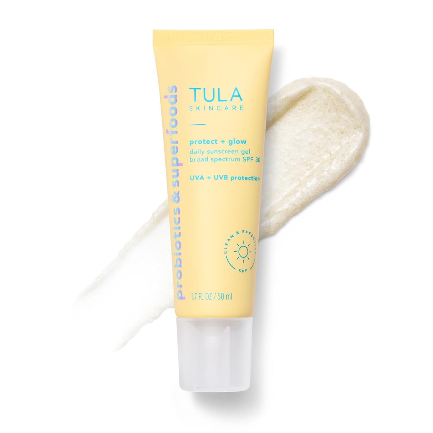 TULA Skin Care Protect + Glow Daily Sunscreen - Gel, Broad Spectrum SPF 30, Skincare-First, Non-Greasy