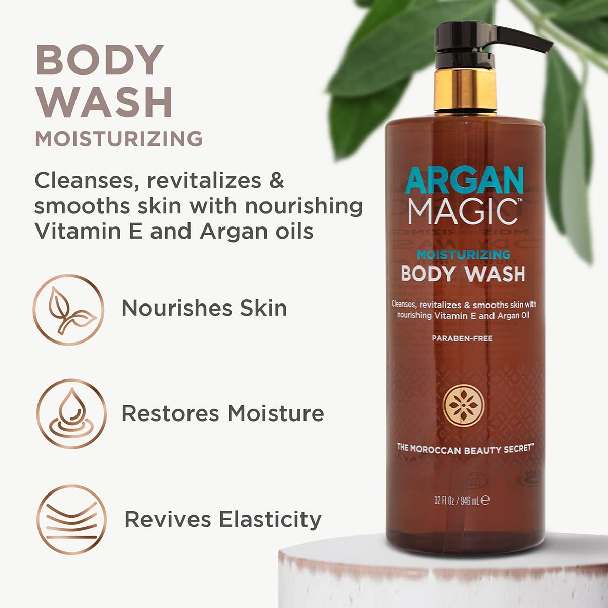 Argan Magic Cleansing Body Wash - Gently Cleanses, Revitalizes & Smooths Skin | Enriched with Argan Oil