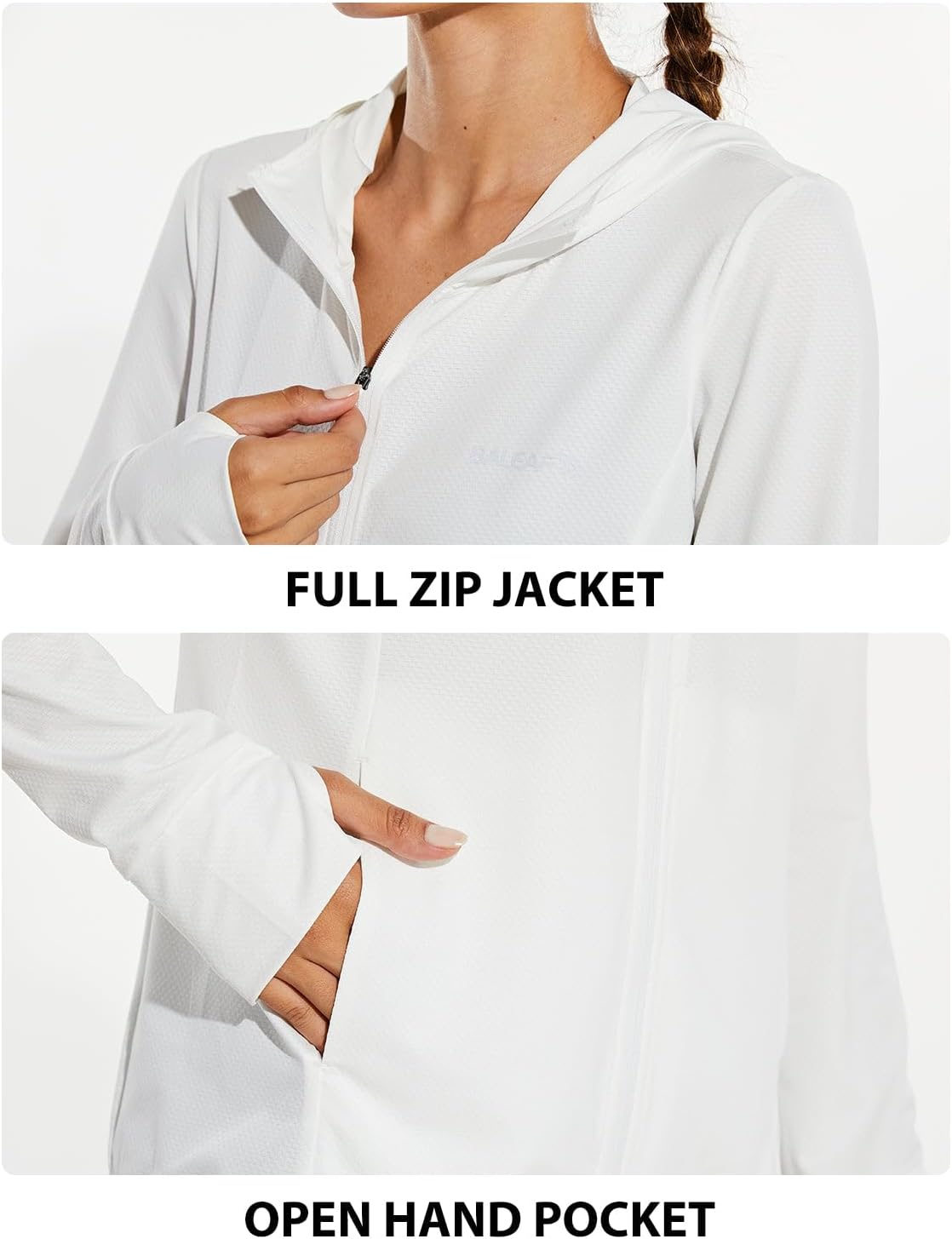 baleaf Women's Sun Protection Hoodie Jacket UPF 50+ Full Zip with Pocket