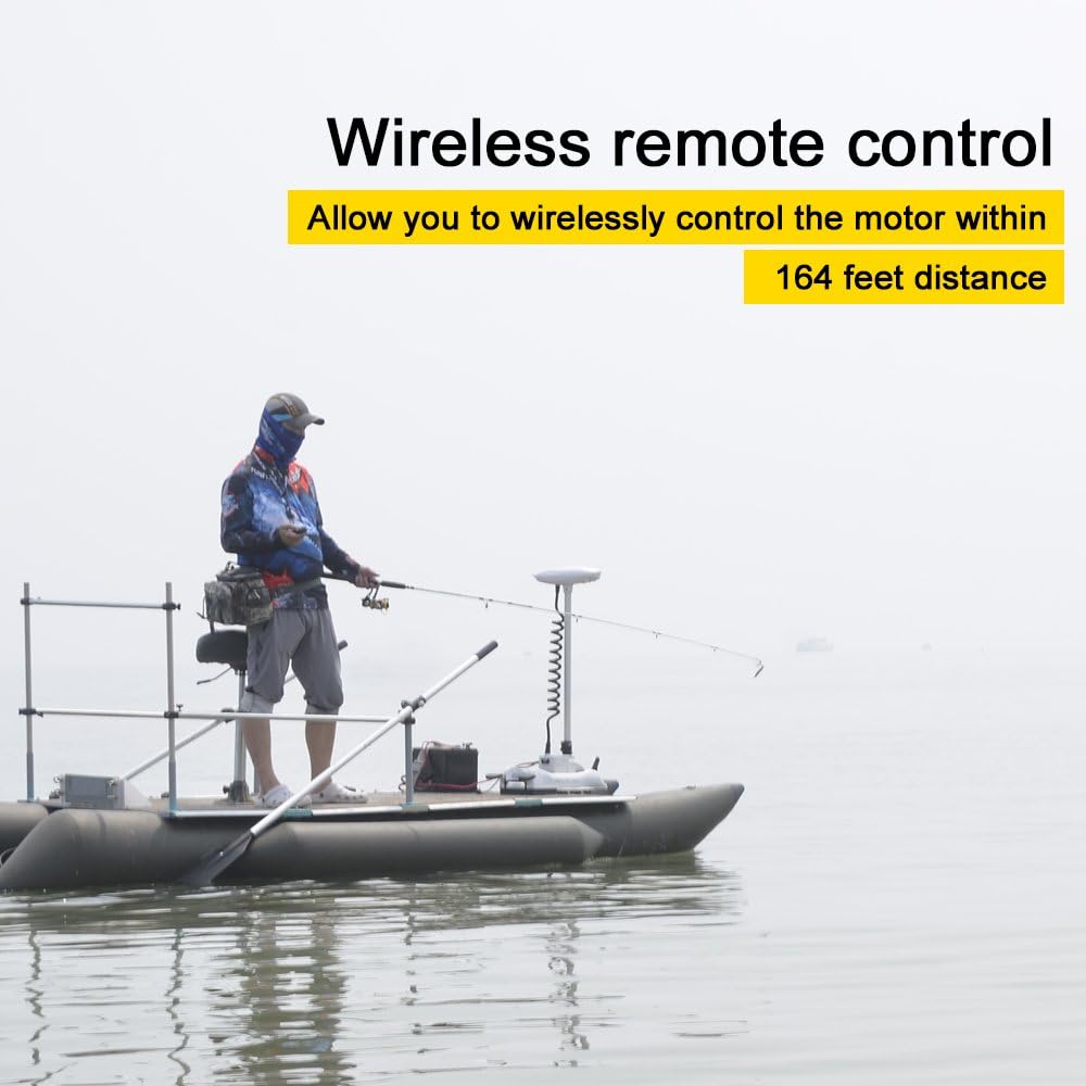 Haswing Bow Mount Trolling Motor 55lbs 48in with Remote, Quick Release | Fresh & Saltwater Ready, 164ft Wireless Remote Range, White, Fits Boats up to 19ft, Req 13.7 x 8" Flat Mount Surface