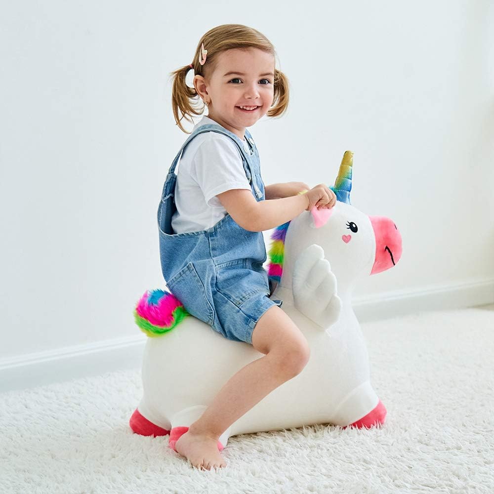 Bouncy Pals Toddler Horse Hopper Toy, Kids Outdoor Ride Bounce Farm Animal | Inflatable Bouncing Hopping Toy, Indoor Baby Plush Bouncer Horse, Birthday Gift for 18 Month 2 3 4 Year Old Child Boys Girls