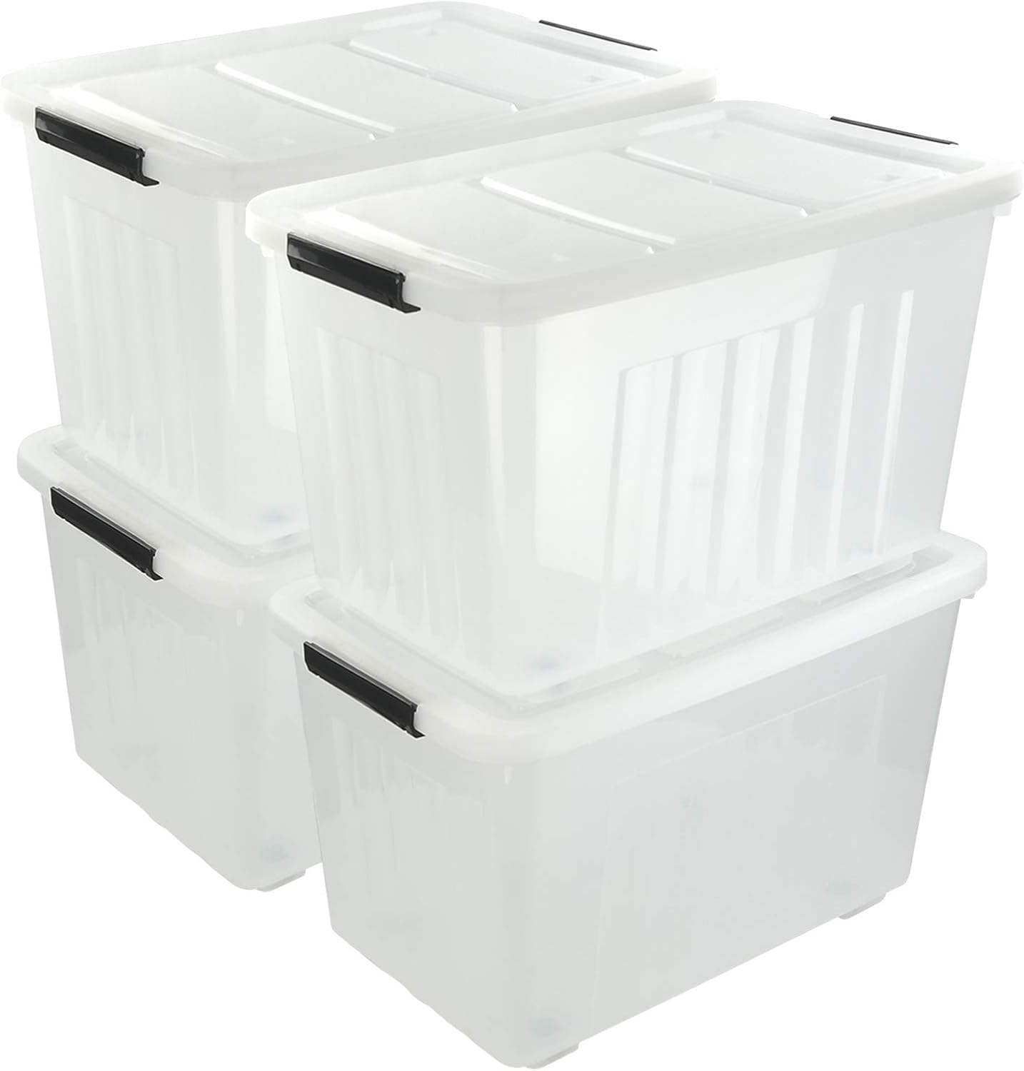 30L Plastic Storage Bin with Lid, Stackable Clear Container
