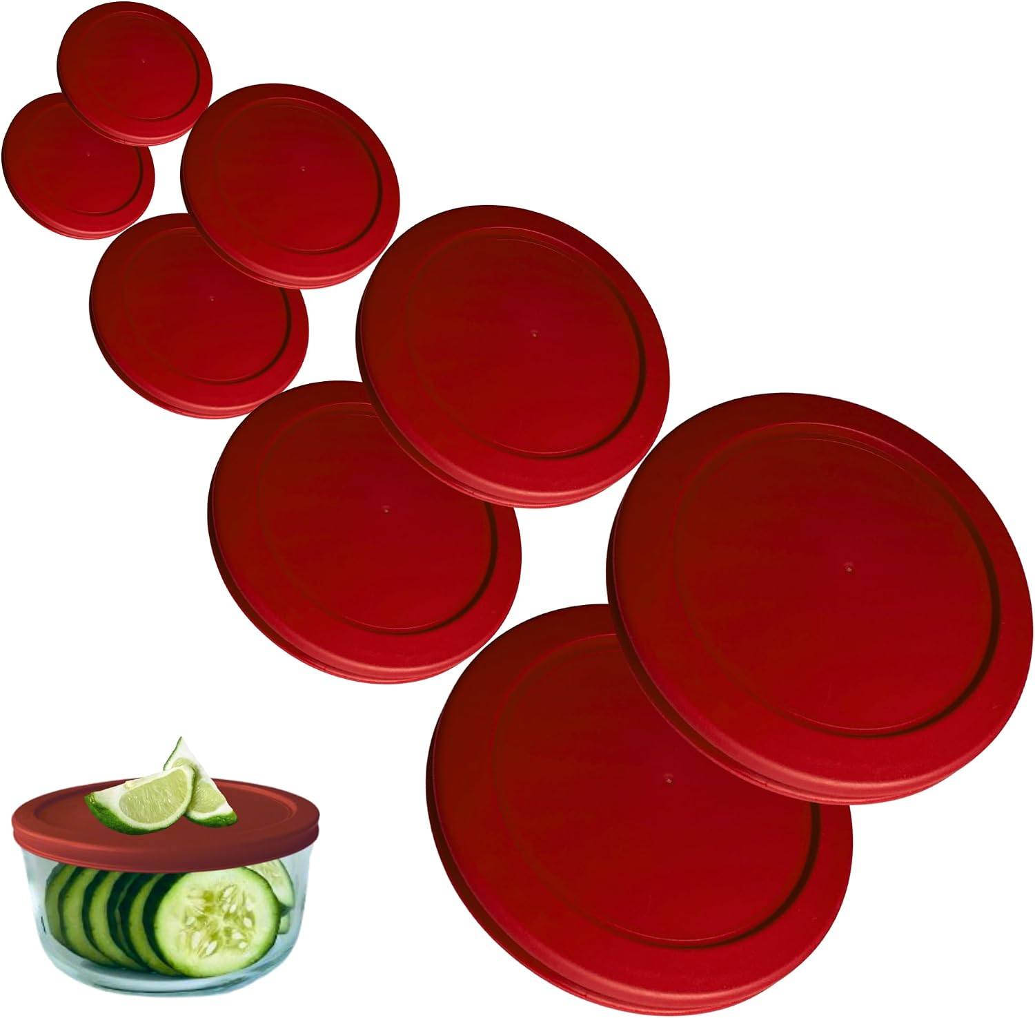 1, 2, 4 & 7 Cup Green, Orange, Blue, Red Replacement Lids/Covers for Pyrex
