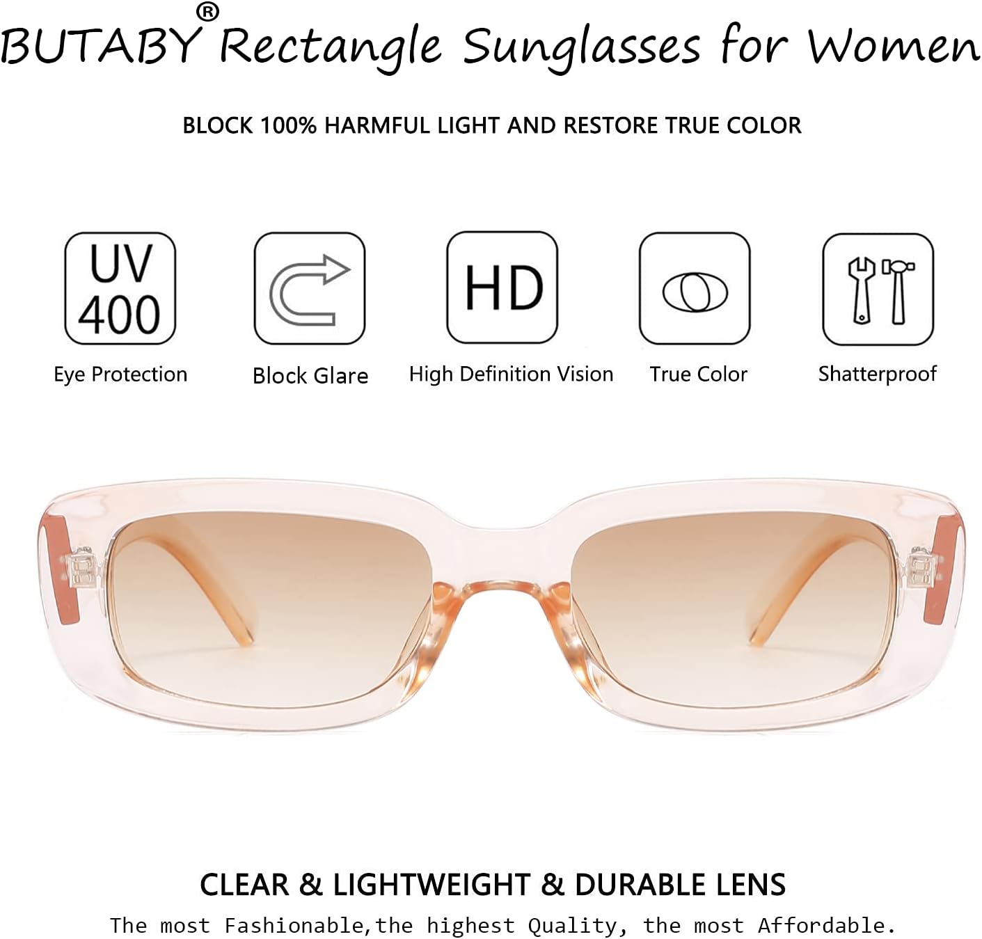 BUTABY Rectangle Sunglasses for Women Retro Driving Glasses 90’s Vintage Fashion Narrow Square Frame UV400 Protection