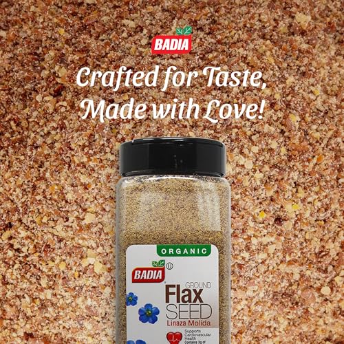 Badia Organic Ground Flax Seed, 16 oz – Fiber & Omega-3 Non-GMO Superfood | Organic ground flax seed with naturally occurring fiber and omega-3, ideal for smoothies, baking, oatmeal, yogurt, & recipes