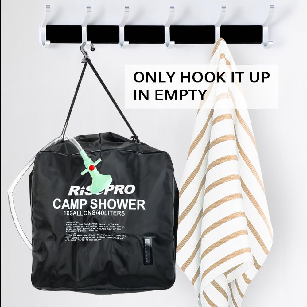 10 gallons/40L Solar Shower Bag Solar Heating Camping Shower Bag with Temperature Hot Water Outdoor Hiking Climbing XH07