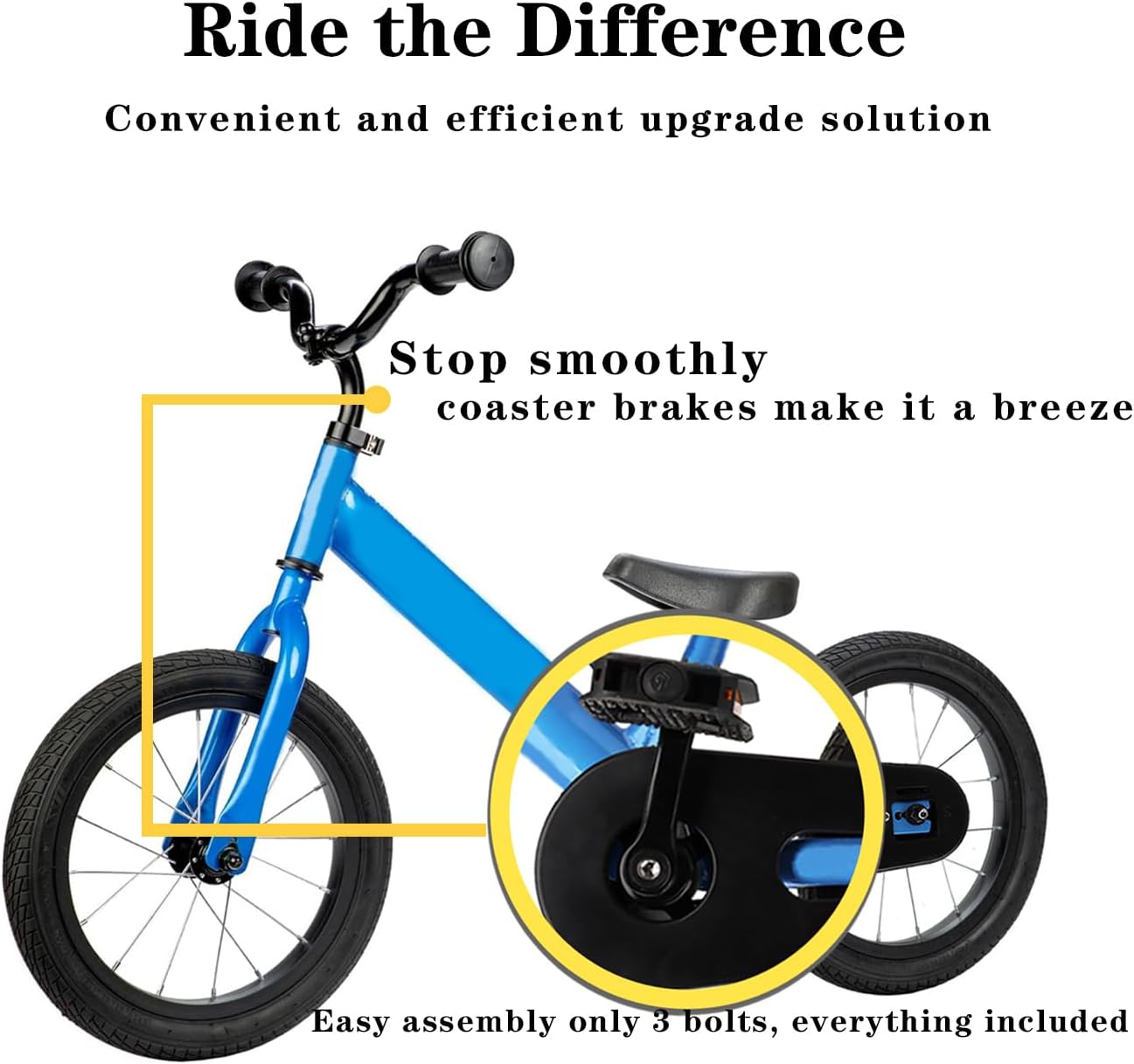 Balance Bike Pedal Kit Convert Balance Bike to Pedal Bike for Strider 14x Balance Bike Easy Assembly and Adjustments with Bike Chain Guard