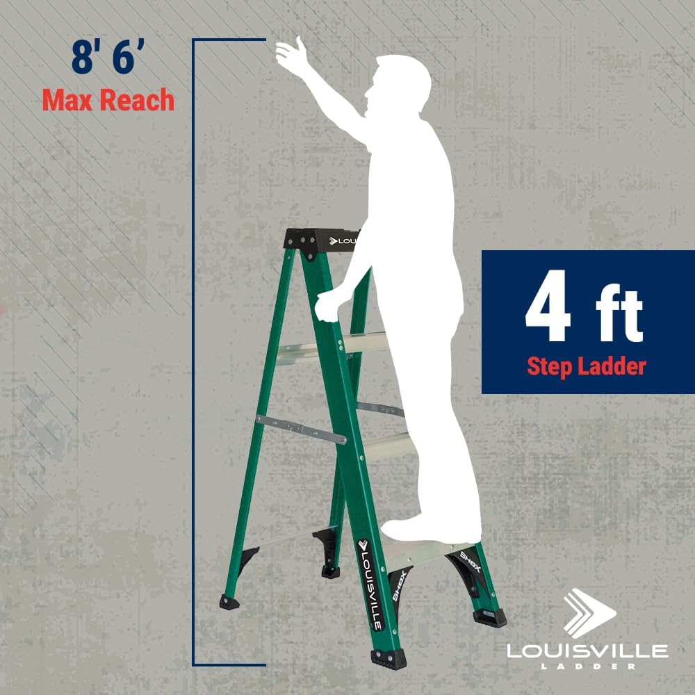 Louisville Ladder 4-Foot Fiberglass Step Ladder, 225-Pound Load Capacity, Type II, FS4004