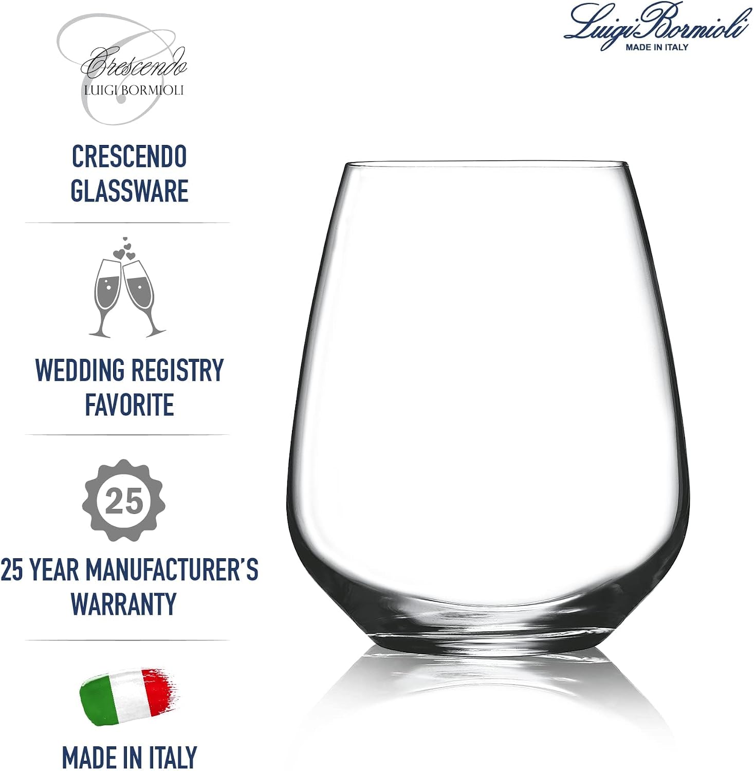 Luigi Bormioli Crescendo Bourgogne Wine Glasses - Clear, Set of 4