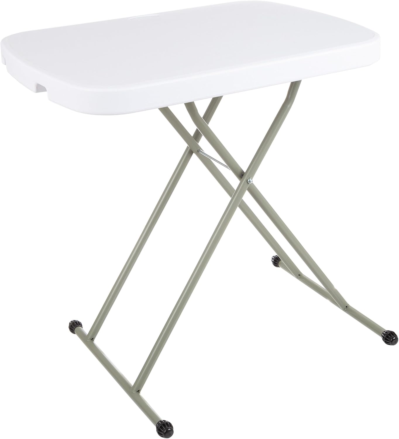 Lavish Home Small Adjustable Folding TV Tray Table, White, 19”H-24”H-28”H | Indoor and Outdoor Portable Lightweight Table, Plastic Snack Table, Small Desk for Laptop, Cards, Camping, Crafting, Party