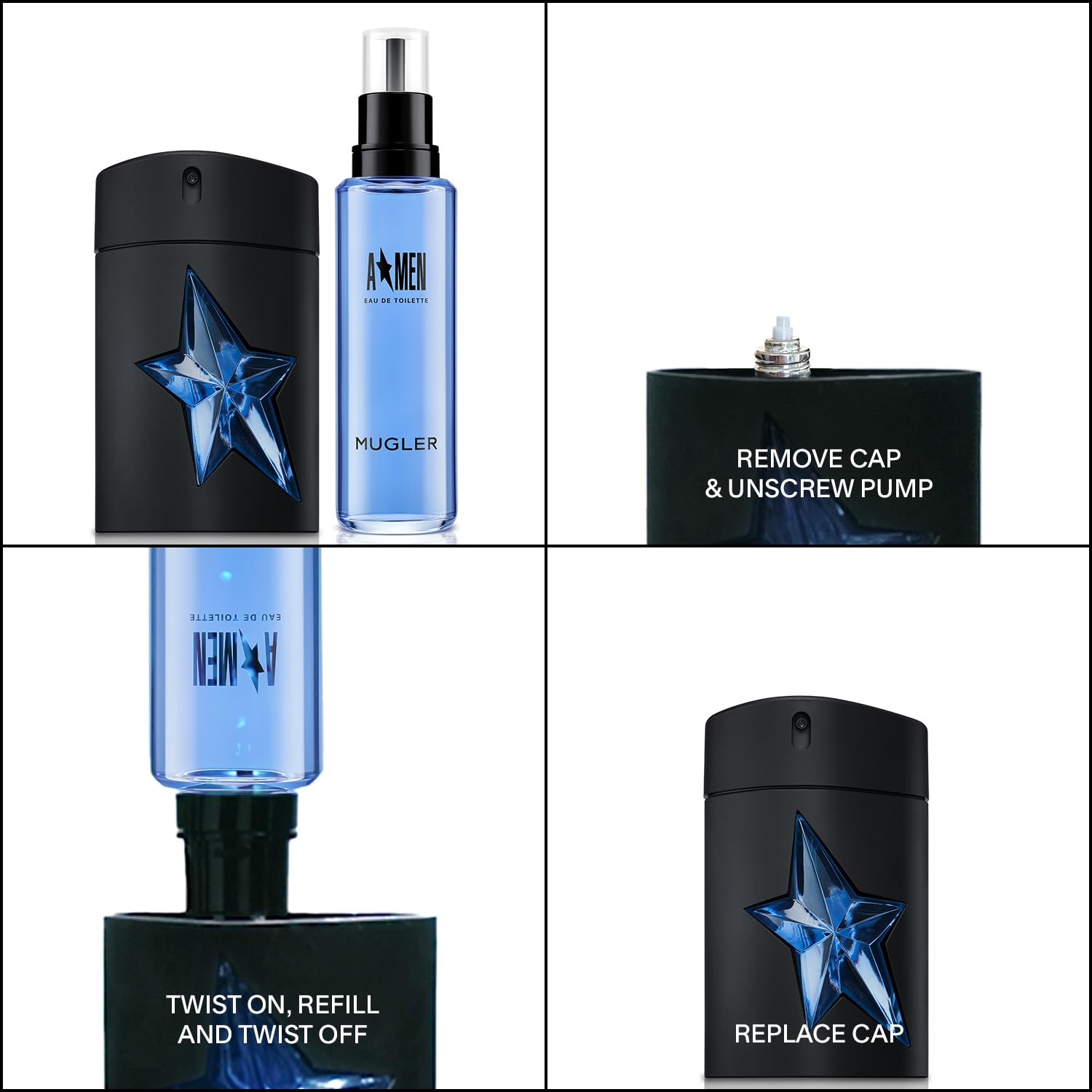 Mugler A*Men Eau de Toilette - Long Lasting Woody Ambery Cologne for Men | Fragrance with Patchouli, Coffee Extract & Lavender - Long Lasting Masculine Gourmand Scent for Date Night