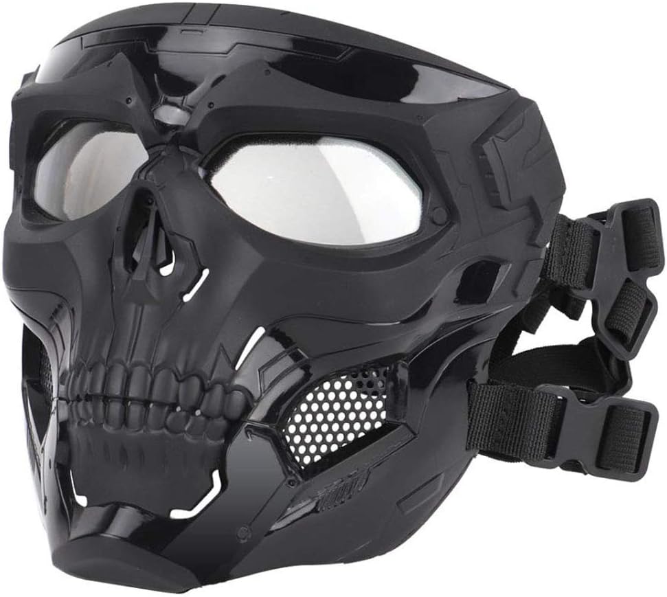 Tactical Mask Protective Full Face Clear Goggle Skull mask Dual Mode Wearing Design Adjustable Strap