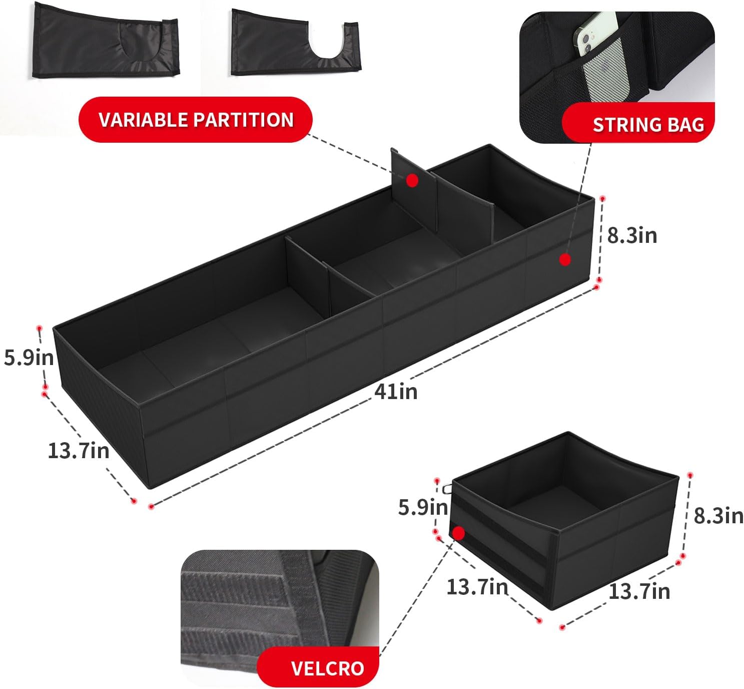 Foldable Under Seat Storage Box for Ford F-150 2017-2025 and F-250/F-350/F-450/F-550 Super Duty | Crew Cab |FOR Ford F150 Accessories Truck bed