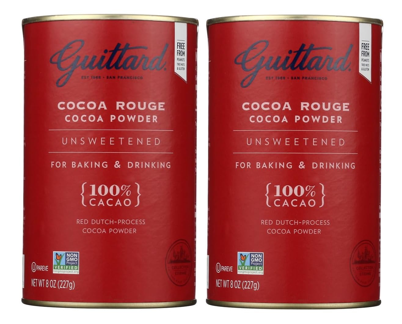 E Guittard Cocoa Powder, Unsweetened Rouge Red Dutch Process Cocoa, 8oz Can