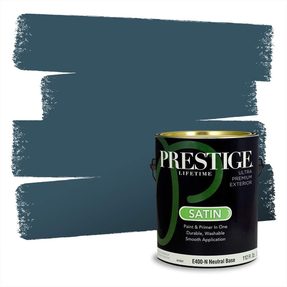 PRESTIGE Paints Exterior Paint and Primer In One, 1-Gallon, Semi-Gloss, Comparable Match of Behr* Intercoastal Gray*