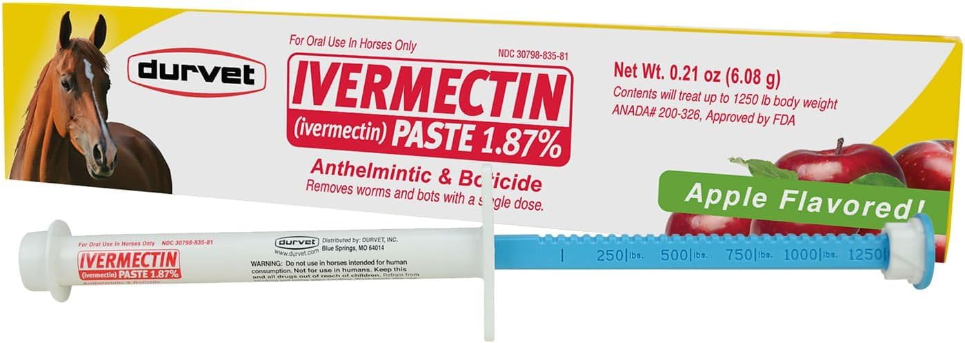 Durvet Ivermectin Paste Dewormer - 6.08g dose @ 1.87% Apple Flavor (6-Pack)