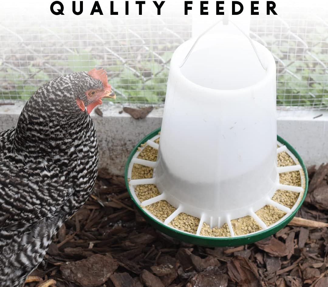 Harris Farms Hanging Poultry Feeder with Twist Lock Base, 10 lb Capacity | Feeds Up to 25 Birds, Hanging Design Helps Reduce Feed Waste