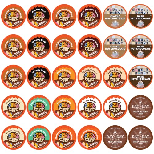Perfect Samplers Hot Chocolate Single Serve Cups For Keurig K cup Brewers, Variety Pack Sampler, Cocoa, 30 Count