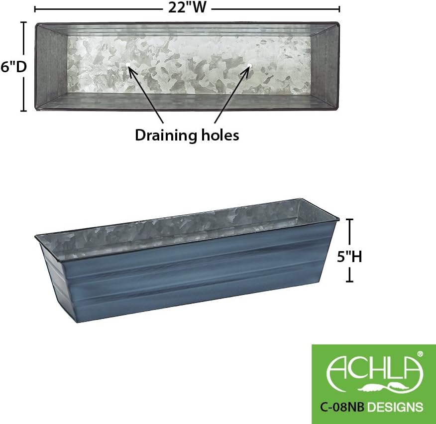 Achla Designs Galvanized Window Flower Box Planter-Green-Medium (24" L x 9.5" W x 7.5" H)