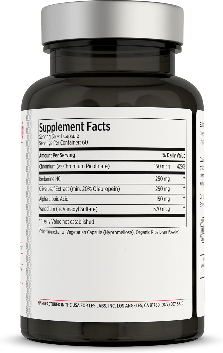 LES Labs Insulin Health Metabolic Health & Support Supplement, 60 Capsules | Metabolic Health, Carbohydrate & Lipid Metabolism, Berberine, Chromium