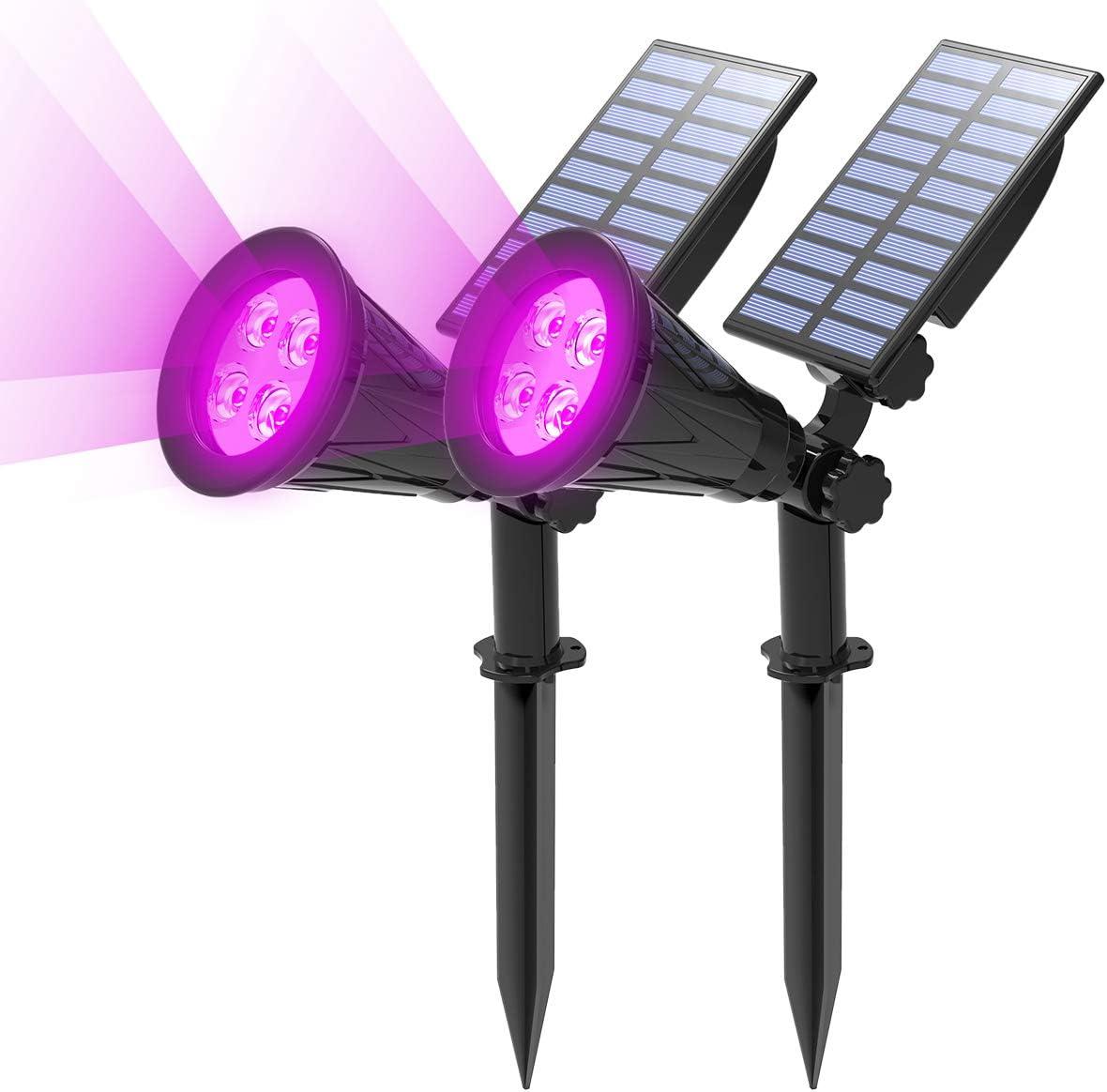 T-SUN Color Changing Solar Spot Lights Outdoor Waterproof, 7 LEDs, 2 Pack | 7 Color Changing Modes, IP65 Waterproof Dusk to Dawn Solar Uplights for Tree, Patio, Yard, Garden, Driveway, Pool Area