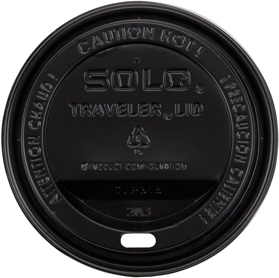 TLB316-0004 Traveler Black Dome Hot Cup Lid with Sip Hole 100/Pack