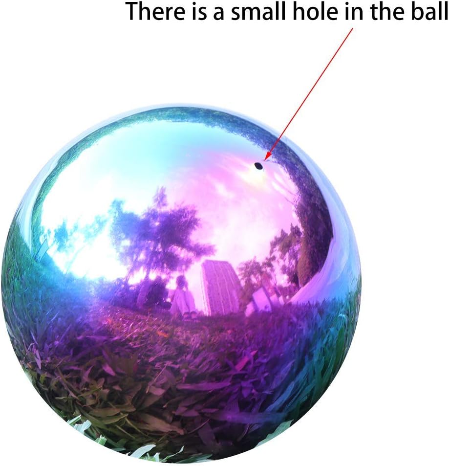 Kesywale Rainbow Gazing Globe Mirror Ball, Home Shiny Stainless Steel Gazing Balls for Gardens Yard Ponds, Pack of 2 (4 Inch)