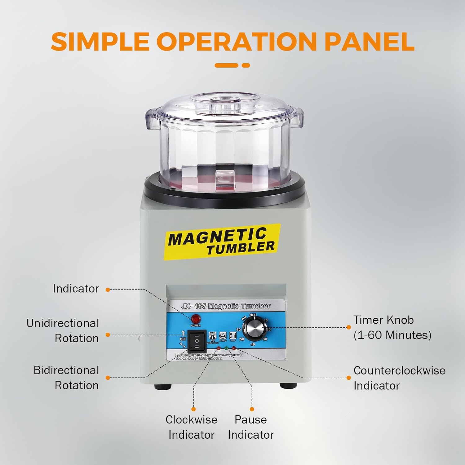 BEAMNOVA Magnetic Tumbler, Jewelry Polisher Machine, With Bucket, Lid