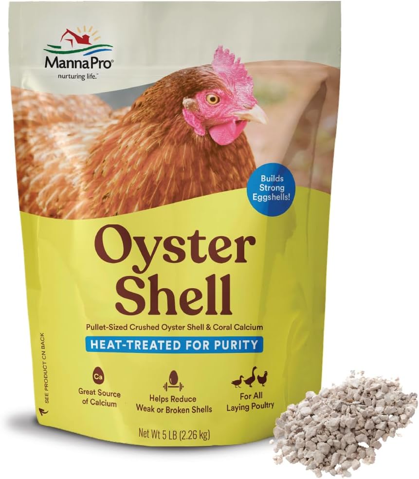 Manna Pro Crushed Oyster Shell for Chickens, Calcium Supplement, 5 lb Bag