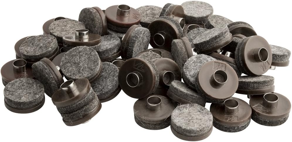 SoftTouch 1" Round Nail-On Felt Furniture Sliders, Protective Heavy-Duty Felt Pads for Wood Furniture and Hard Surfaces, 48-Count, Brown