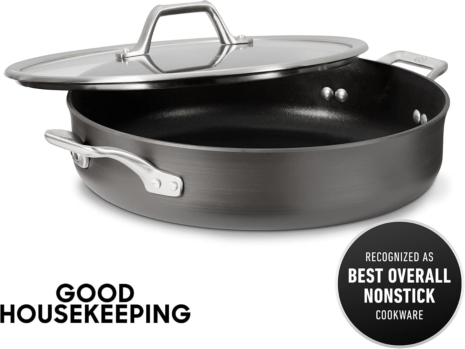 Calphalon Signature Hard-Anodized Nonstick Wok, 12", Flat-Bottom, Oven-Safe, PFOA-Free, Black